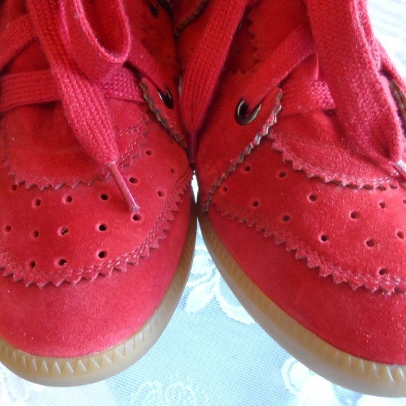 New Isabel Marant Raspberry Bobby Suede Leather Sneakers SIze 37 - Picture 7 of 15
